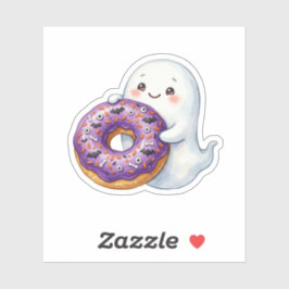 Schattig spookje met Halloween-donut, griezelig zo Sticker