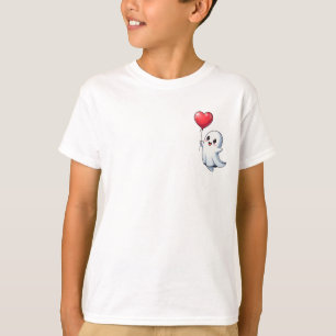 Schattig spookje met hartballon kinderen t-shirt