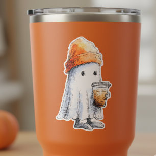 Schattig Spookje met IJskoude Koffie Sticker