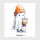 Schattig Spookje met IJskoude Koffie Sticker (Vel)