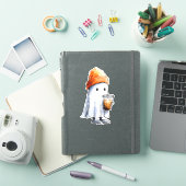 Schattig Spookje met IJskoude Koffie Sticker (iPad Cover)