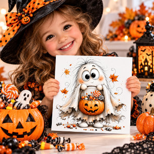 Schattig spookje met Jack-o'-Lantern snoepemmer 