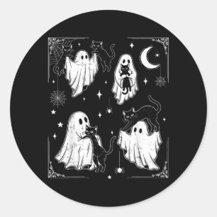 Schattig spookje met kat grappige Halloween mannen Ronde Sticker