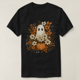 Schattig Spookje Met Pompoen & Herfstbloemen – Hal T-shirt