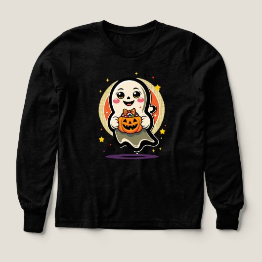 Schattig spookje met pompoen snoep emmer Retro Hal (Voorkant)