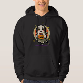Schattig spookje met pompoen snoep emmer Retro Hal Hoodie