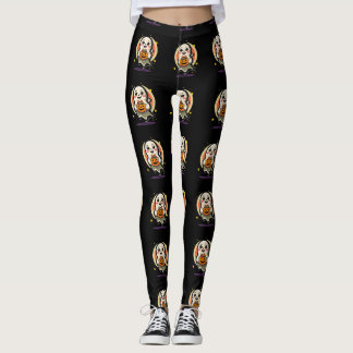 Schattig spookje met pompoen snoep emmer Retro Hal Leggings