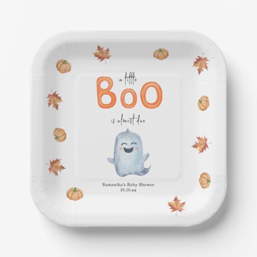 Schattig spookje met pompoenen Papieren bord (Voorkant)
