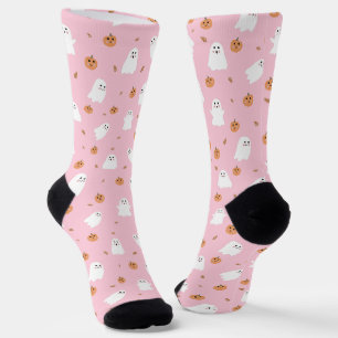 Schattig spookje & pompoen roze Halloween patroon Sokken