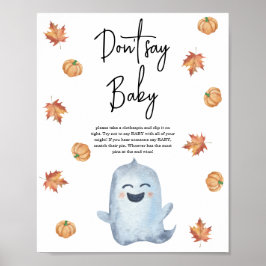 Schattig spookje - zeg geen baby poster