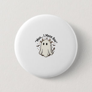 Schattig spookkoe Halloween Moo Ik bedoel Boo Shir Ronde Button 5,7 Cm