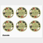Schattig Spooky Groen Gelukkig Halloween Krans Ronde Sticker (Vel)
