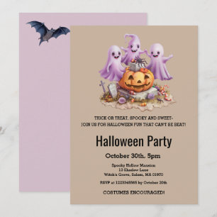 Schattig spooky Halloween-feest verjaardag pompoen Kaart