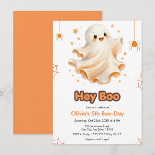 Schattig spooky Hey Boo Halloween 5e verjaardag Kaart