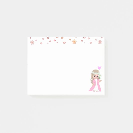 Schattig sprookje en bloemen op wit post-it® notes (Voorkant)