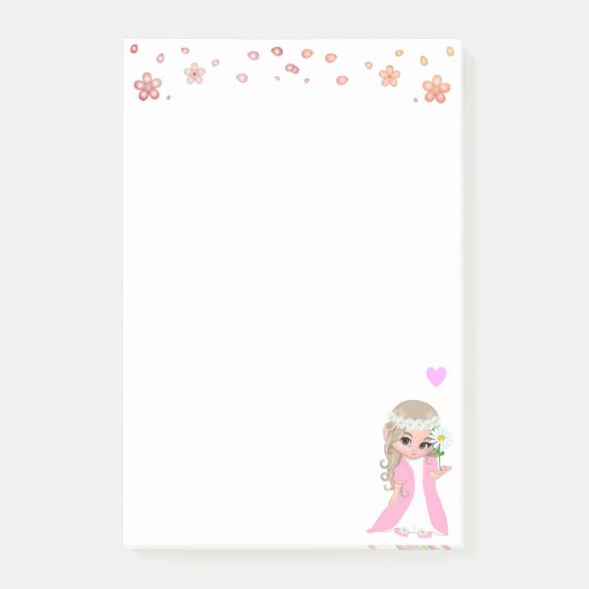 Schattig sprookje en bloemen op witte Post-it-noti Post-it® Notes (Voorkant)