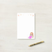 Schattig sprookje in roze op wit post-it® notes (Op bureau)