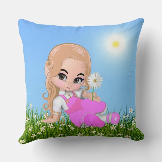 Schattig sprookje & madeliefjes kussen (Achterkant)