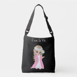 Schattig sprookje met bloemen op zwart crossbody tas