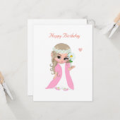 Schattig sprookje op witte verjaardag kaart (Voorkant / Achterkant in situ)