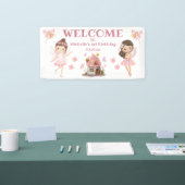 schattig sprookjes meisje 1e verjaardag roze welko spandoek (Beurs)