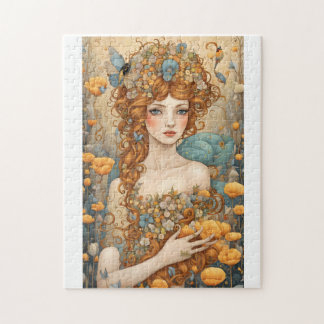 Schattig sprookjesachtig personage in een fantasie legpuzzel