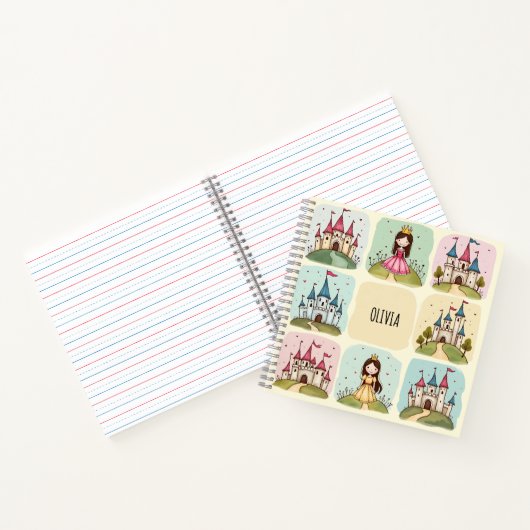 Schattig sprookjeskasteel en prinses Doodles Notitieboek (Binnen)