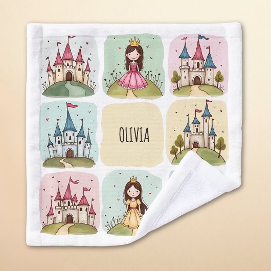 Schattig sprookjeskasteel en prinses Doodles Washandje