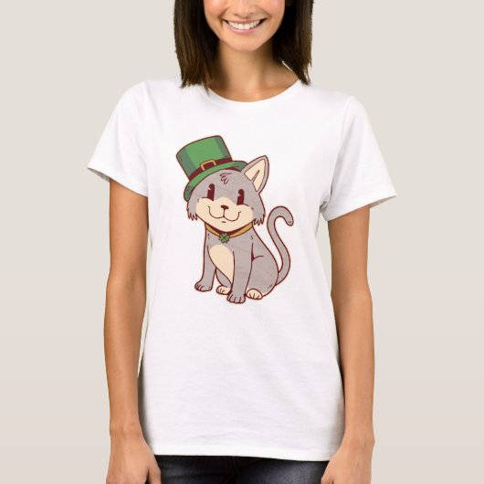 Schattig St. Patricks Cat T-shirt (Voorkant)