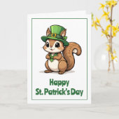 Schattig St. Patrick's Day-eekhoorn met groene hoe Kaart (Gele Bloem)