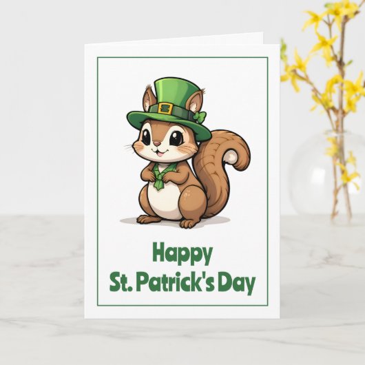 Schattig St. Patrick's Day-eekhoorn met groene hoe Kaart (Gele Bloem)