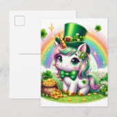 Schattig St. Patricks Day Eenhoorn Rainbow Gold Briefkaart (Voorkant / Achterkant)