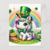 Schattig St. Patricks Day Eenhoorn Rainbow Gold Briefkaart (Voorkant)
