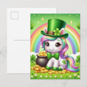 Schattig St. Patricks Day Eenhoorn Rainbow Gold Briefkaart (Voorkant / Achterkant)
