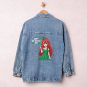 Schattig St. Patrick's Day Iers anime meisje Denim Jacket (Hangar)