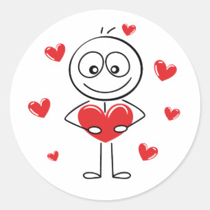 Schattig Staafje met Hart Ronde Sticker
