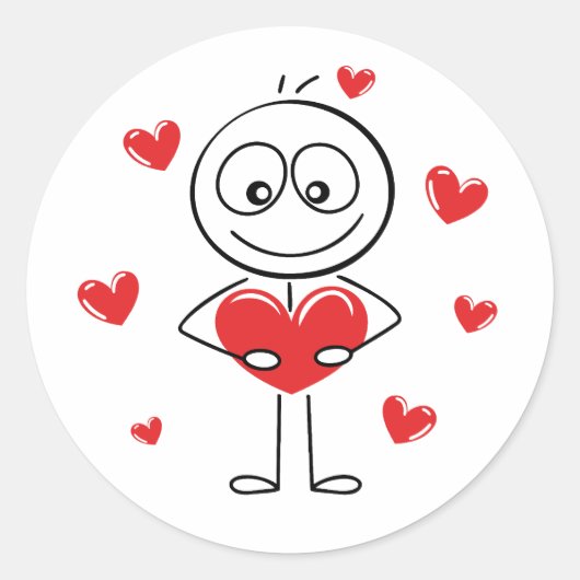 Schattig Staafje met Hart Ronde Sticker (Voorkant)