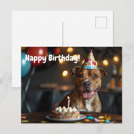 Schattig Staffordshire bull terrier verjaardagsont Briefkaart (Voorkant / Achterkant)