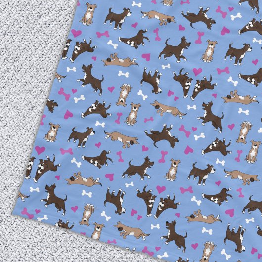 Schattig Staffy Lab hond witte botten roze harten Fleece Deken
