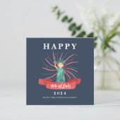 Schattig standbeeld van de vrijheid 4 juli feestdagenkaart (Staand voorkant)