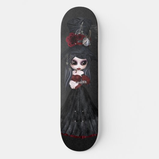 Schattig Steampunk Goth Meisje Zwart Skateboard (Voorkant)