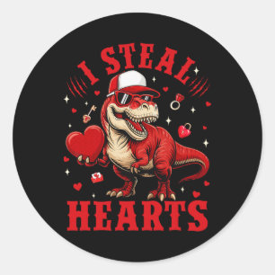 Schattig steel ik harten Valentijn jongens Dinosau Ronde Sticker