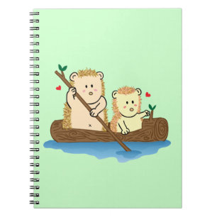 Schattig stekelvarkooplossing zeilt op houten boot notitieboek