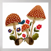 Schattig Stel Egels en Paddenstoelen