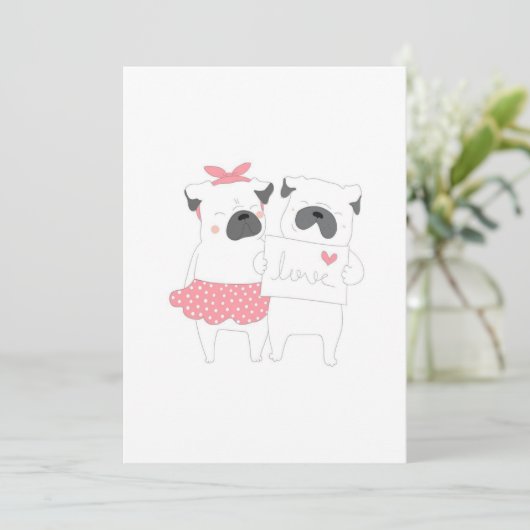 Schattig Stel Franse Bulldog Liefde | Hondenliefhe Feestdagenkaart (Staand voorkant)