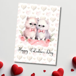 Schattig Stel Katten Gelukkige Valentijnsdag Feestdagenkaart