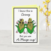 Schattig Stel Maakt Grappige Maïspun Flirterige Ro Kaart (Gele Bloem)