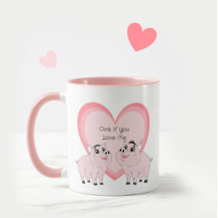 Schattig stel roze biggetjes mok