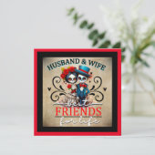 Schattig Stel Suiker Schedel Feestdagenkaart (Staand voorkant)