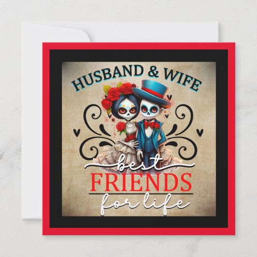 Schattig Stel Suiker Schedel Feestdagenkaart (Voorkant)